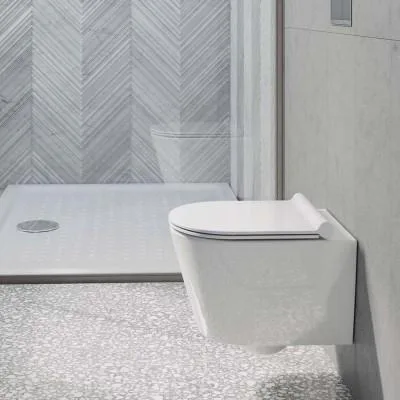 Catalano ZERO Унитаз подвесной укороченный 46x35, безободковый, смыв Tornado, покрытие Cataglaze+, без крепежа, цвет белый глянцевый
