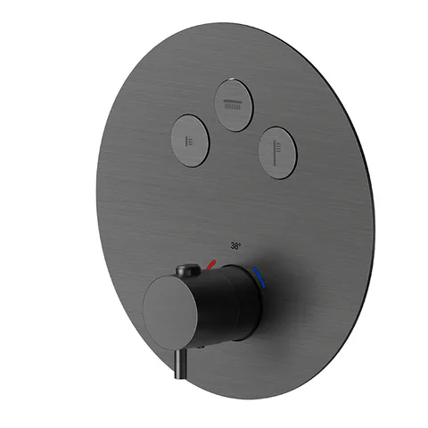 Newform X-Steel 316 Наружная часть для термостатического смесителя, на 3 источника, переключение - кнопки (для 27752) цвет: PVD Brushed gun metal