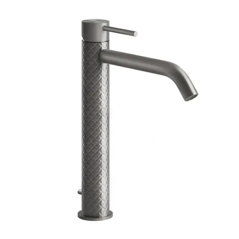 GESSI 316 Смеситель высокий для раковины на 1 отверстие с донным клапаном, h=305мм , излив 156мм, цвет: steel brushed