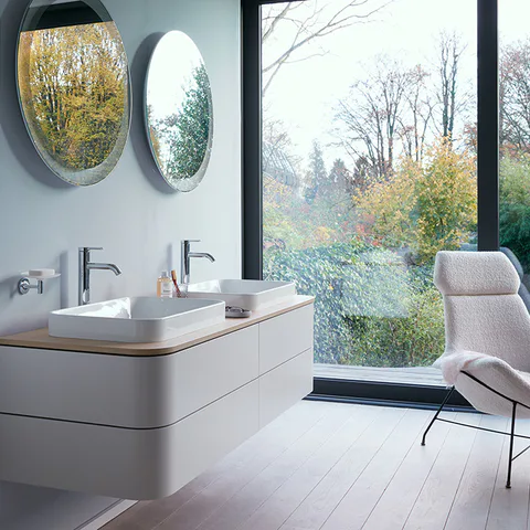 Duravit Happy D.2 Plus Тумба подвесная 408x1600x550мм под раковину, 4 ящика, цвет: nordic white satin matt