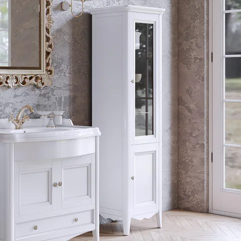 TW Veronica, Колонна 50.2/45*40/37.4*h172см, 2 распашн дверки, доводчики Blum (петли справа-DX), цвет: bianco, ручки: Riflesso бронза (ЦЕНА со склад!)
