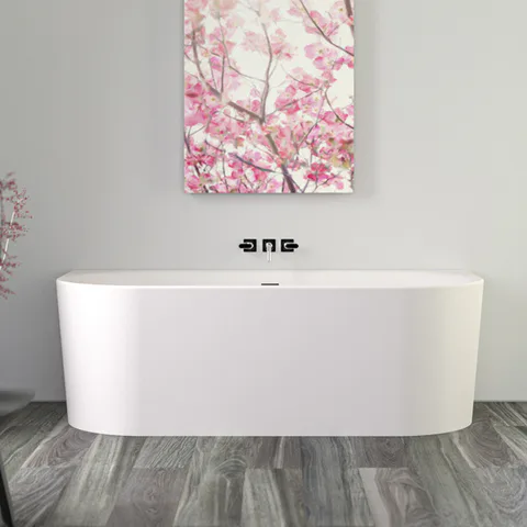 KNIEF Fresh Wall  Ванна пристенная 180х80х60см, с щелевым переливом, без слив-перелива, цвет белый (продавать со сливом 0100-091-06)