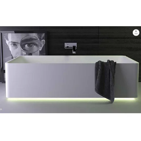 KNIEF Shine Ванна отдельностоящая 180х80х50см  со сливом,  с LED подсветкой , цвет белый матовый (СПЕЦЦЕНА из прихода на 1шт!)