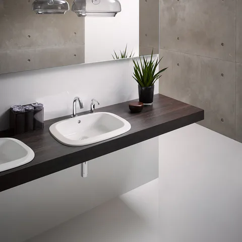 TOTO PUBLIC Раковина 530x450x177мм, встраиваемая сверху, без отв.под смеситель, с переливом, CeFiONtect, цвет:  белый
