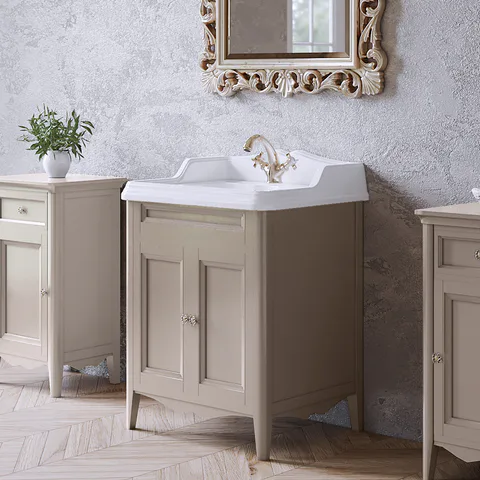 TW Veronica, База с раковиной Simas AR824bi*1 68*54см с 1отв. под смеситель , 2 расп. дверки, доводч. Blum, ручки: Riflesso бронза, цвет: tortora