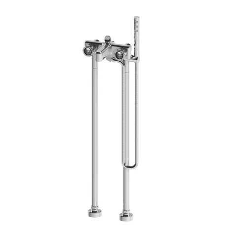 Stella Timeaster Напольный смеситель для ванны 3267/CL306 с ручным душем, круглая ручка d=52мм, цвет: хром, ручка черная
