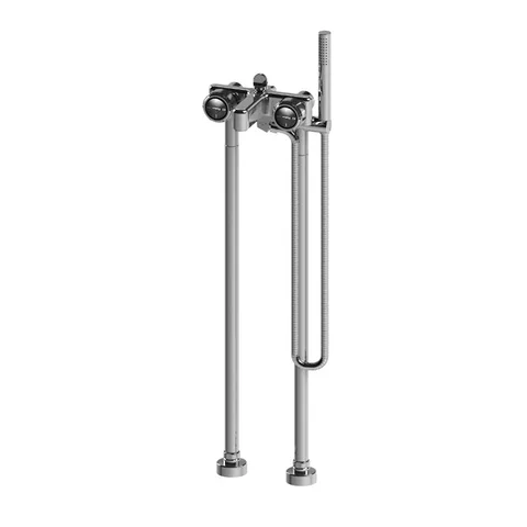 Stella Timeaster Напольный смеситель для ванны 3267/CL306 с ручным душем, круглая ручка d=65мм, цвет: хром, ручка черная