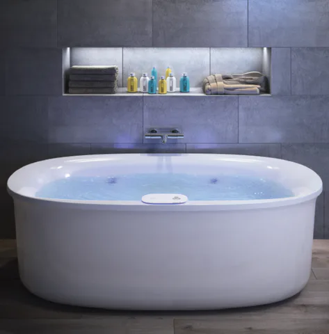 Jacuzzi Arga  Ванна 175x85x57 см отдельностоящая, Swirlpool Illumatherapy™4 форсунки, подсветка Rainbow, цвет белый глянцевый