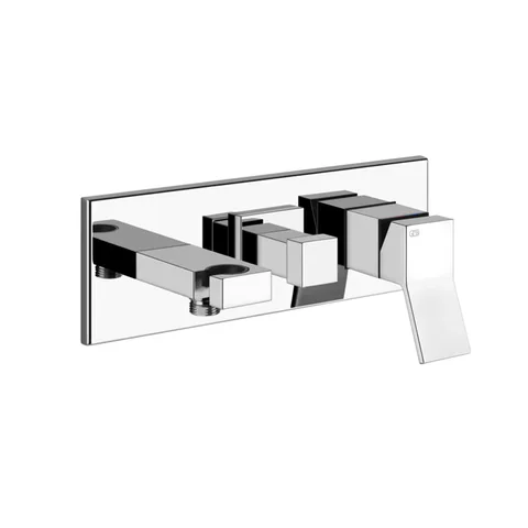 Gessi Rettangolo K Встраиваемый смеситель с изливом, подводом воды, держателем лейки и переключателем PULL(внешние части), цвет: хром