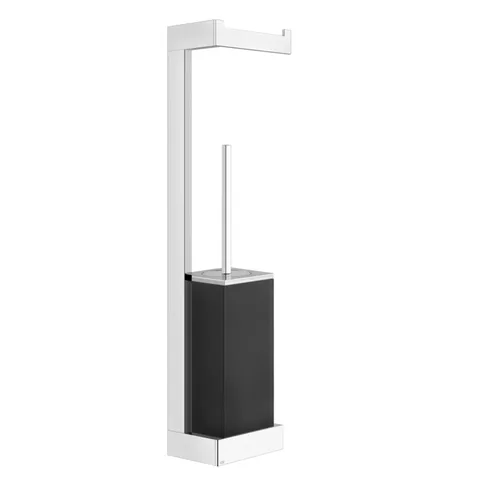 Gessi Rettangolo Стойка с держателем для туалетной бумаги и ершиком, подвесная, цвет: хром/черный
