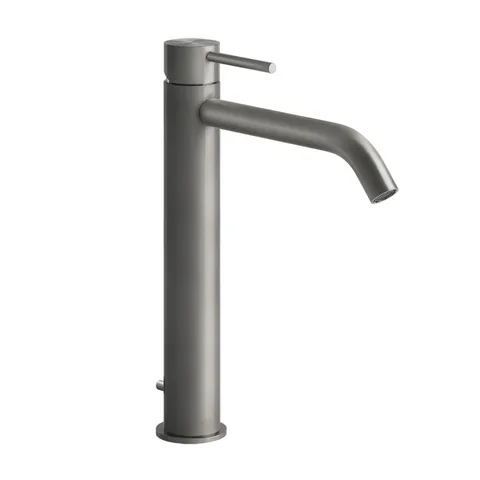 GESSI 316 Смеситель для раковины на 1 отверстие, высокий h=305мм,  с донным клапаном, излив 155мм, цвет: steel brushed