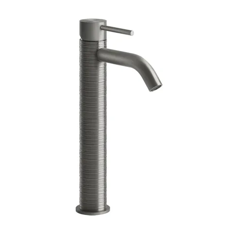 GESSI 316 Смеситель для раковины на 1 отверстие, высокий, h=305мм, без донного клапана, излив 123мм, цвет: steel brushed