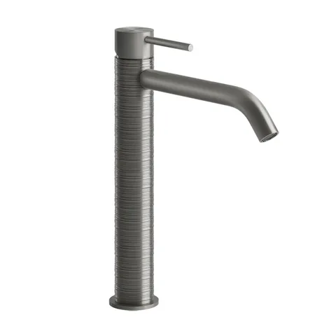 GESSI 316 Смеситель для раковины на 1 отверстие, высокий, h=305мм, без донного клапана, излив 156мм, цвет: steel brushed