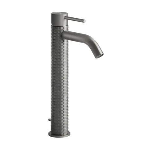 GESSI 316 Смеситель для раковины на 1 отверстие, высокий h=305мм, с донным клапаном, излив 123мм, цвет: steel brushed