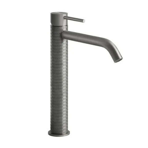GESSI 316 Смеситель для раковины на 1 отверстие, высокий h=305мм, без донног клапана, излив 156мм, цвет: steel brushed