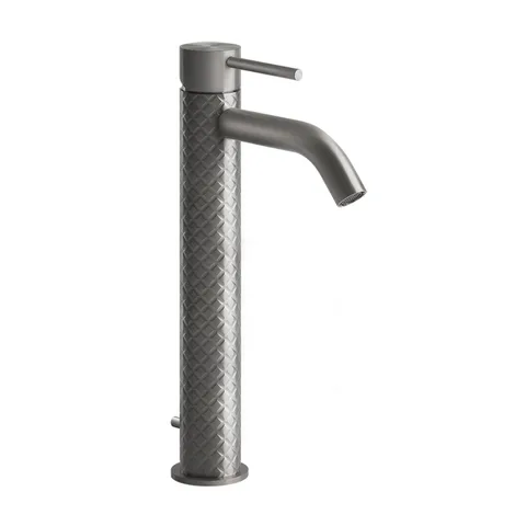 GESSI 316 Смеситель высокий для раковины на 1 отверстие с донным клапаном, h=305мм , излив 123мм, цвет: steel brushed