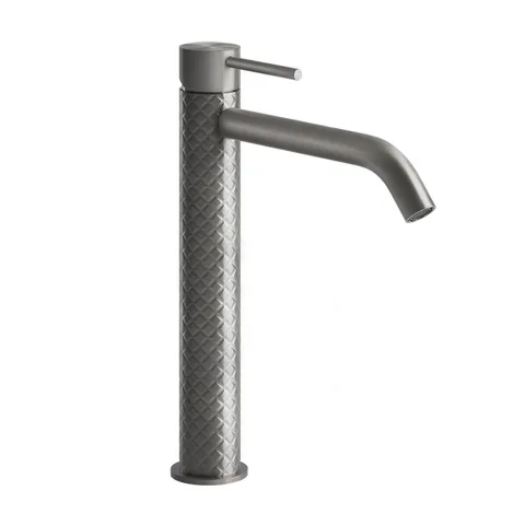 GESSI 316 Смеситель для раковины на 1 отверстие высокий, без донного клапана, h=305мм , излив 123мм, цвет: steel brushed