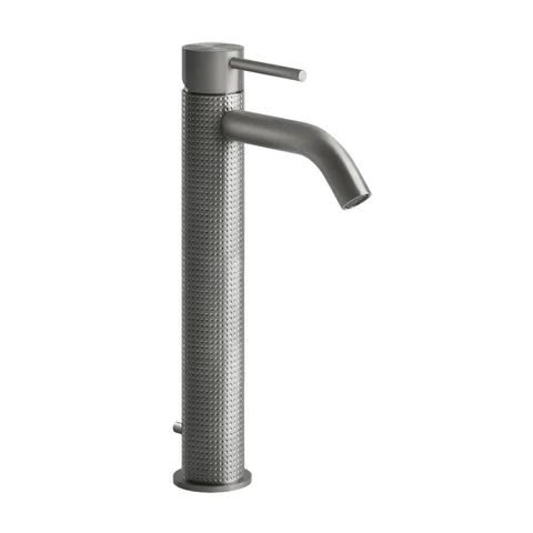 GESSI 316 Смеситель для раковины на 1 отверстие, высокий, h=305мм, с донным клапаном, излив 123мм, цвет: steel brushed