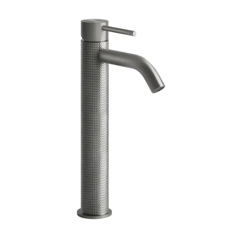 GESSI 316 Смеситель для раковины на 1 отверстие, высокий, h=305мм, без донного клапана, излив 123мм, цвет: steel brushed