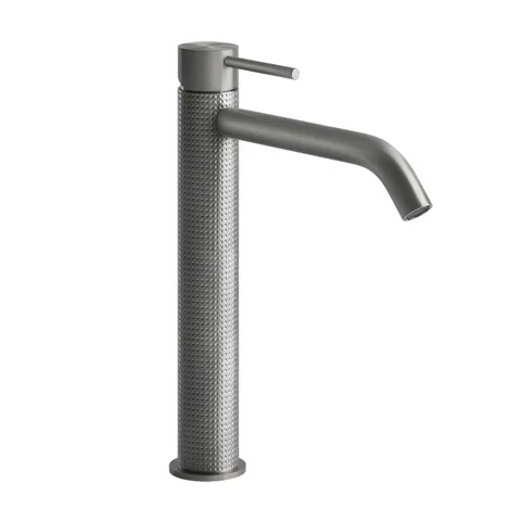 GESSI 316 Смеситель для раковины на 1 отверстие, высокий, h=305мм, без донного клапана, излив 156мм, цвет: steel brushed