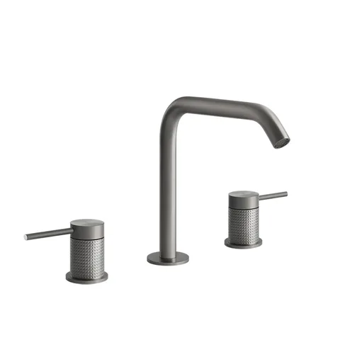 GESSI 316 Смеситель для раковины на 3 отверстия, без донного клапана, излив 156мм, h=201мм, цвет: steel brushed