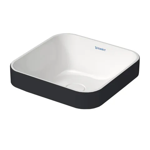 Duravit Happy D.2 Plus Раковина квадратная 400мм, без перелива,с выпуском с керамической крышкой цвет Anthracite matt/белый