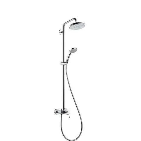 HG Croma Душевая система Showerpipe: верхний душ 220 1jet, ручной душ, смеситель для душа, штанга для душа, держатель для душа, цвет: хром