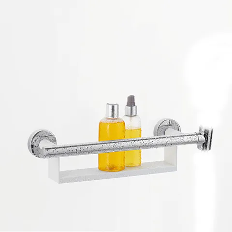 HG Comfort Поручень 335мм, с полочкой + держатель для душа, цвет: белый/хром
