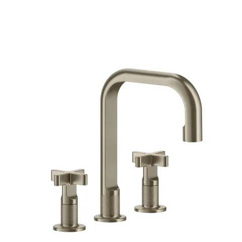 GESSI INCISO Смеситель для раковины на 3 отверстия с донным клапаном, излив 160мм, h=240мм, цвет: Finox Brushed Nickel