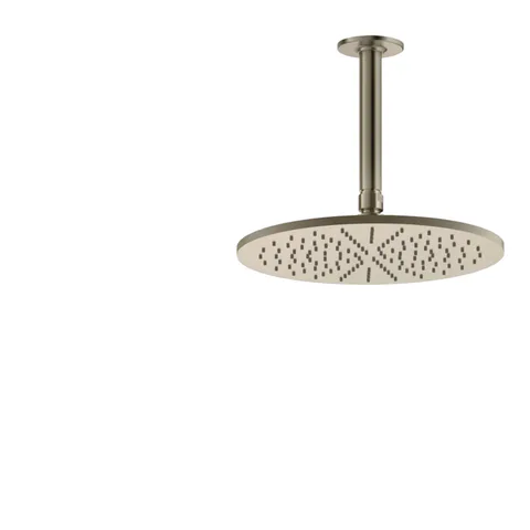 GESSI INCISO Потолочная душевая головка шарнирная на 1/2", Ø300мм, длина изготавливается под заказ (от 105 до 1855 мм), цвет: finox