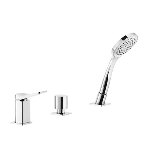 GESSI Rilievo Смеситель на борт ванны на 3 отв, с убирающаяся душевой лейкой, для наполнения через слив-перелив, цвет: хром