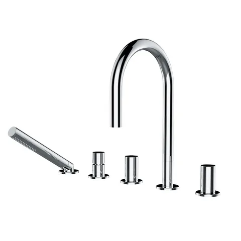 Laufen Kartell Смеситель на борт ванны, на 5 отв, с ручным душем, излив 173мм, цвет: хром