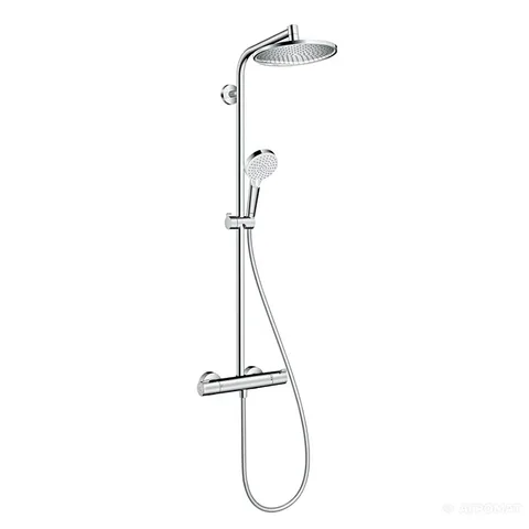 HG Crometta Showerpipe S 240: термостат для душа, стойка с верхним душем 240мм, ручной душ со шлангом 160мм, цвет хром