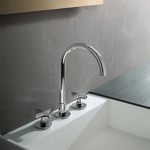 Fantini Icona Classic Смеситель для раковины, 3 отв., с нажимн. донным клапаном, излив 160мм, цвет: хром