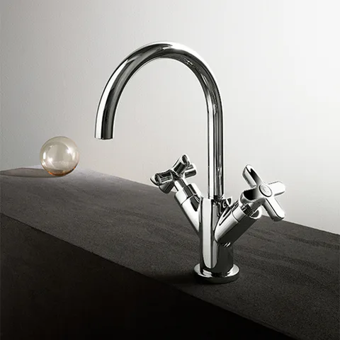 Fantini Icona Classic Смеситель для раковины, 1 отв., с нажимн. донным клапаном, излив 160мм, цвет: хром
