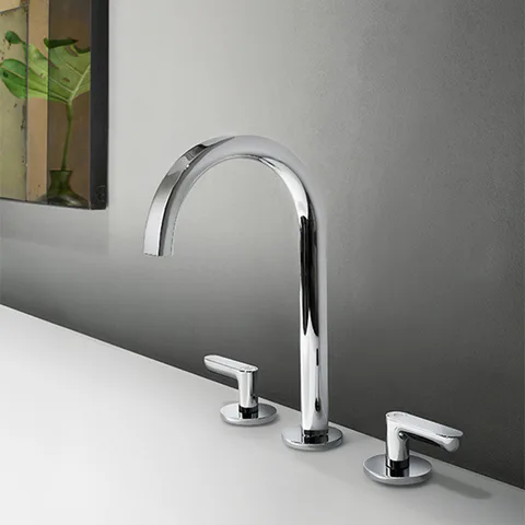 Fantini Icona Deco Смеситель для раковины, 3 отв., с нажимн. донным клапаном, излив 160мм, цвет: хром