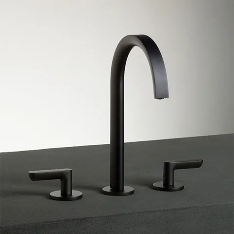 Fantini Icona Deco Смеситель для раковины, 3 отв., с нажимн. донным клапаном, излив 160мм, цвет: оружейная сталь