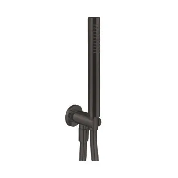 Fantini Milano Душевой набор: вывод воды 1/2&rdquo;, шланг 150 см, ручная лейка FIT, держатель для лейки, цвет: Matt Gun Metal PVD