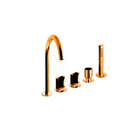 Fantini Venezia Смеситель на борт ванны, 5 отв., с ручн душем, излив 175мм, цвет: Matt Copper PVD
