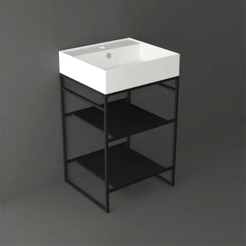 SIMAS AGILE Структура металлическая 51x46xh72 см, напольная, для раковины AG51, с 2 полками, цвет черный матовый