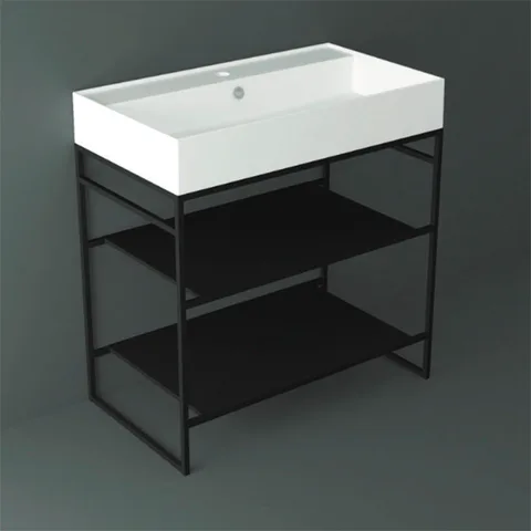 SIMAS AGILE Структура металлическая 81x46xh72 см, напольная, для раковины AG81, с 2 полками, цвет черный матовый