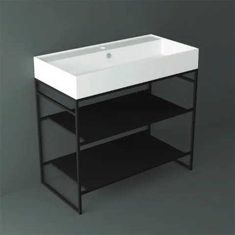 SIMAS AGILE Структура металлическая 91x46xh72 см, напольная, для раковины AG91, с 2 полками, цвет черный матовый