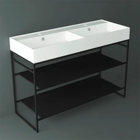 SIMAS AGILE Структура металлическая 121x46xh72 см, напольная, для раковины AG121, с 2 полками, цвет черный матовый