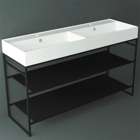 SIMAS AGILE Структура металлическая 141x46xh72 см, напольная, для раковины AG141, с 2 полками, цвет черный матовый