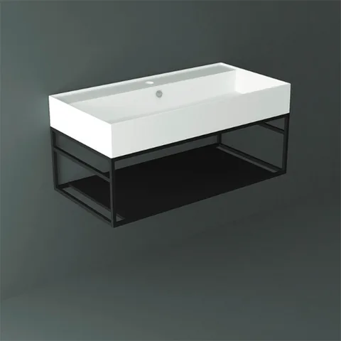 SIMAS AGILE Структура металлическая 91x46xh28 см, подвесная, для раковины AG91, с 1 полкой, цвет черный матовый