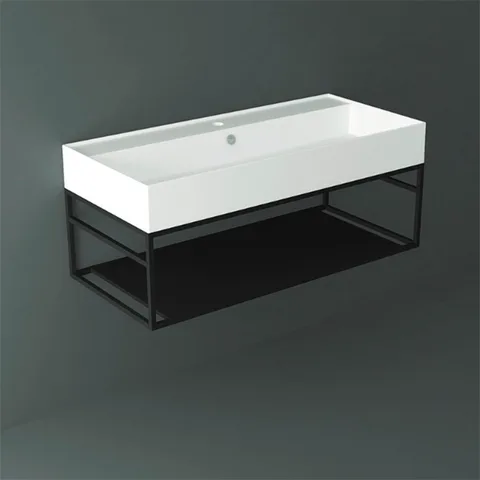 SIMAS AGILE Структура металлическая 101x46xh28 см, подвесная, для раковины AG101, с 1 полкой, цвет черный матовый