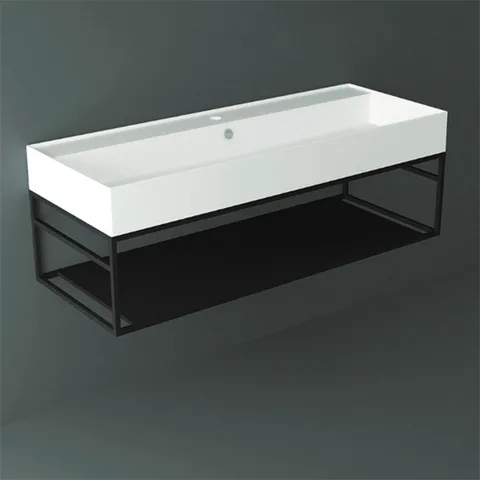 SIMAS AGILE Структура металлическая 121x46xh28 см, подвесная, для раковины AG121, с 1 полкой, цвет черный матовый