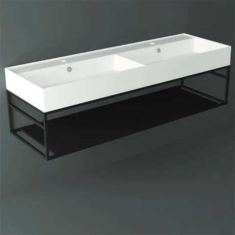 SIMAS AGILE Структура металлическая 141x46xh28 см, подвесная, для раковины AG141, с 1 полкой, цвет черный матовый