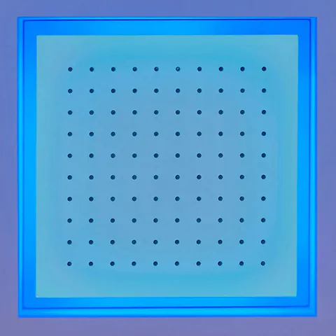ANTONIO LUPI METEO Верхний душ 350x350x110 мм., встраиваемый в потолок, с подсветкой, пультом и трансформатором, рама белая, лейка зеркальная сталь