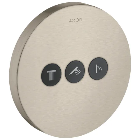 AX ShowerSelect Встраиваемый модуль с 3 запорными клапанами (внешняя часть), цвет: шлифованный никель